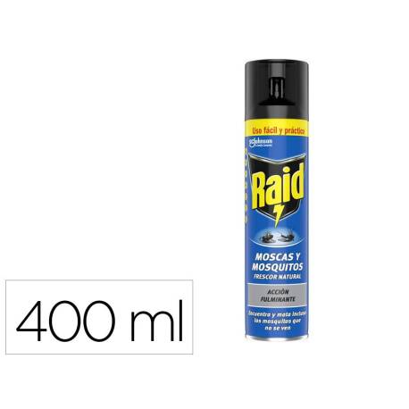 INSECTICIDA MARCA RAID SPRAY MOSCAS Y MOSQUITOS FRESCOR NATURAL BOTE DE 400 ML