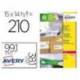 ETIQUETA ADHESIVA AVERY COLOR BLANCA PERMANENTE RECICLADA 100% PARA IMPRESORA LASER 99,1X38,1 MM CAJA DE 210