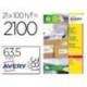 ETIQUETA ADHESIVA MARCA AVERY BLANCA PERMANENTE RECICLADA 100% PARA IMPRESORA LASER 63,5X38,1 MM CAJA DE 315