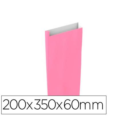 SOBRE PAPEL BASIKA CELULOSA COLOR ROSA CON FUELLE M 200X350X60 MM PAQUETE DE 25 UNIDADES