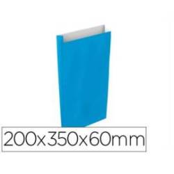 SOBRE PAPEL BASIKA CELULOSA COLOR CELESTE CON FUELLE M 200X350X60 MM PAQUETE DE 25 UNIDADES
