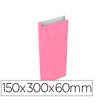 SOBRE PAPEL BASIKA CELULOSA COLOR ROSA CON FUELLE S 150X300X60 MM PAQUETE DE 25 UNIDADES