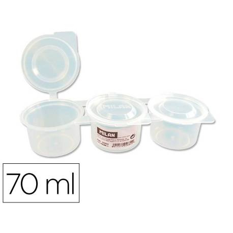 VASO PARA MEZCLA PINTURAS MILAN TRIPLE CON TAPA 70 ML 3UDS