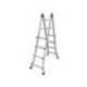 ESCALERA TELESCOPICA DE ACERO Y ALUMINIO DE 4+4 PELDAÑOS CON TAPA FINAL PVC ANTIDESLIZANTE