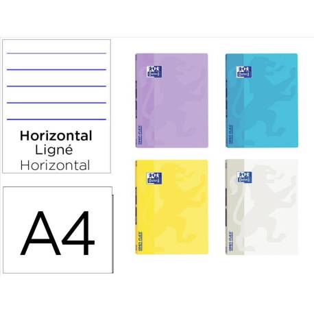 LIBRETA GRAPADA MARCA OXFORD OPENFLEX TAPA PLASTICO DIN A4 48 HOJAS HORIZONTAL COLORES PASTEL SURTIDOS