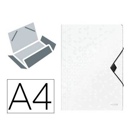 Carpeta de gomas Leitz Wow con solapas Polipropileno Din A4 Blanco