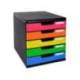Fichero cajones sobremesa Exacompta Iderama Arlequin con 5 cajones multicolores 350x288x320 mm.