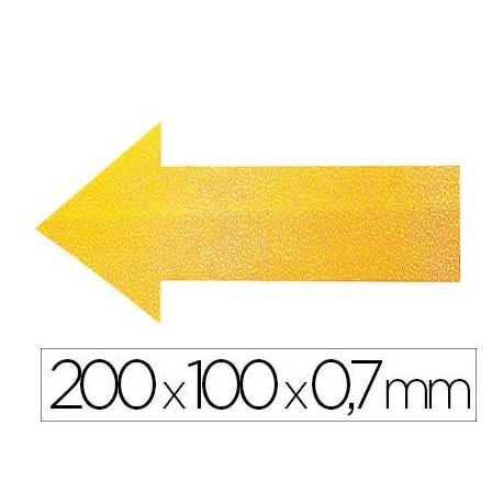 SIMBOLO ADHESIVO DURABLE PVC FORMA DE FLECHA PARA DELIMITACION SUELO AMARILLO 200X100X0,7 MM PACK DE 10 UDS