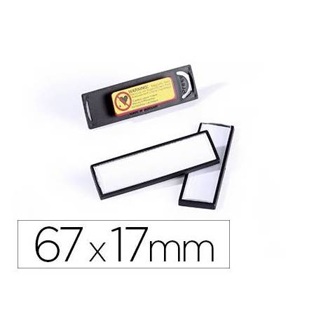 IDENTIFICADOR DURABLE PVC ANTIARAÑAZOS CON IMAN Y EFECTO LUPA COLOR NEGRO 67X17 MM