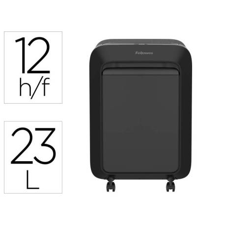 DESTRUCTORA DE DOCUMENTOS FELLOWES LX211 CAPACIDAD 12 HOJAS SEGURIDAD P5 NEGRA PAPELERA 23 L GRAPAS