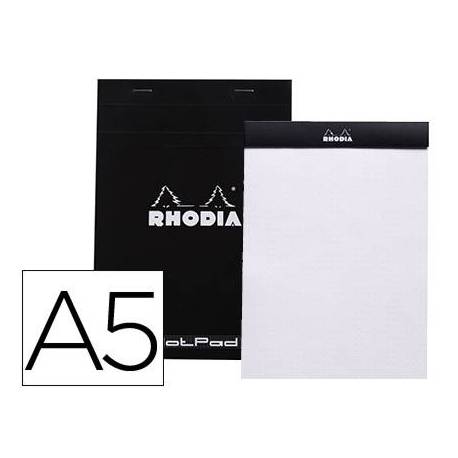 Bloc de notas perforado Rhodia Din A5 liso color Negro