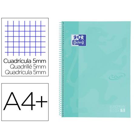 CUADERNO ESPIRAL OXFORD EBOOK 1 SCHOOL TOUCH TE DIN A4+ COLOR MENTA 80 HOJAS