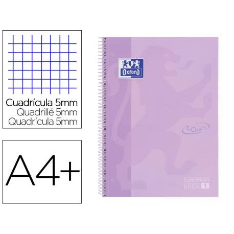 CUADERNO ESPIRAL OXFORD DIN A4+ 80 HOJAS CUADRO 5 MM CON MARGEN COLOR VIOLETA