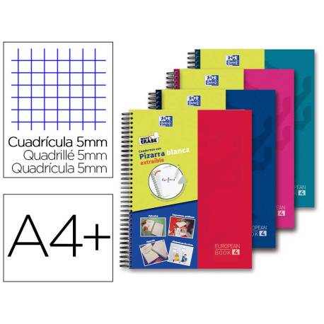 Bloc Oxford DIN A4+ White&Erase Cuadricula 5 mm 120 hojas COLORES SURTIDOS