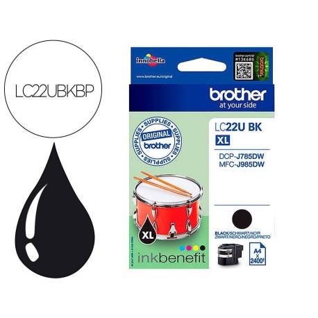 CARTUCHO BROTHER LC22UBK XL COLOR NEGRO dcp-j785dw / dcp-j785dwxl / mfc-j985dw / mfc-j985dw