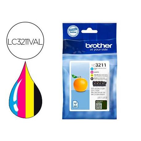Cartucho Brother LC3211 multipack con 4 colores LC3211VAL dcp-j572 / dcp-j772 / dcp-j774 / mfc-j890 / mfc-j895