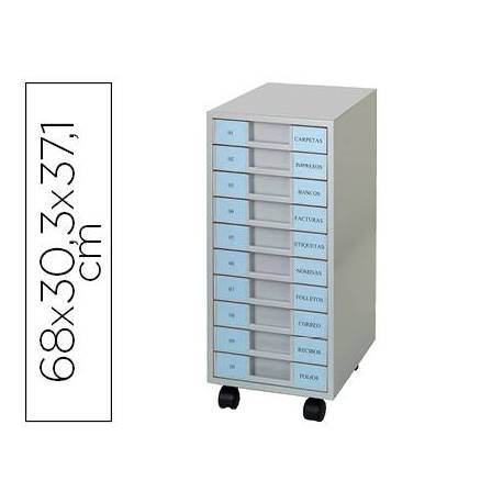 Archivador movil Clen metalico 10 cajones Gris