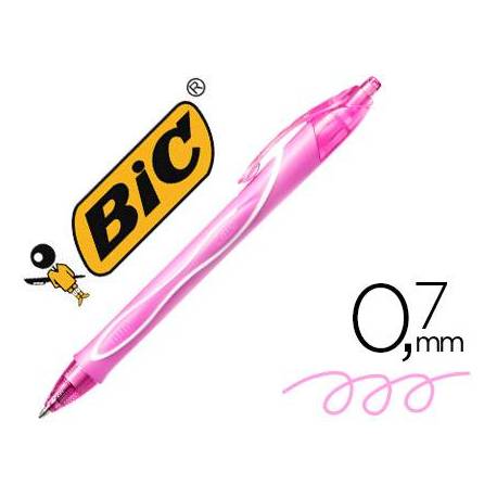 Boligrafo Bic Gelocity Quick Dry Retractil tinta gel Rosa 0,7 mm