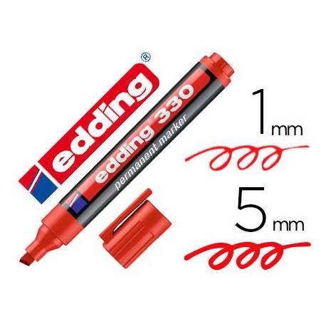 Rotulador Permanente Edding 330 Rojo Punta Biselada