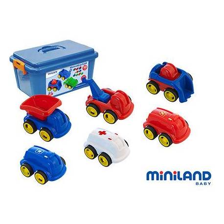 Juego educativo a partir de 1 año contenedor 10 vehículos profesionales Miniland