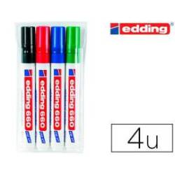 Rotulador para Pizarra Blanca Edding 660 Recargable Colores Surtidos Blister de 4 unidades