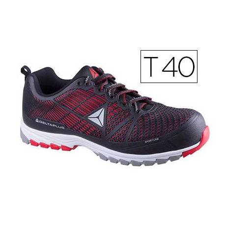 Zapatos de seguridad de Poliuretano marca DeltaPlus Negro y Rojo talla 40