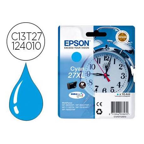 Cartucho Epson 27 XL Durabrite color Cian C13T27124012