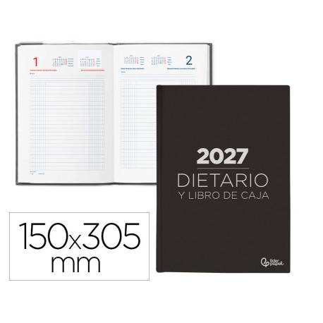 DIETARIO MARCA LIDERPAPEL 2027 DOS TERCIOS 150X305 MM DIA PAGINA BILINGUE COLOR NEGRO PAPEL 70 G FSC