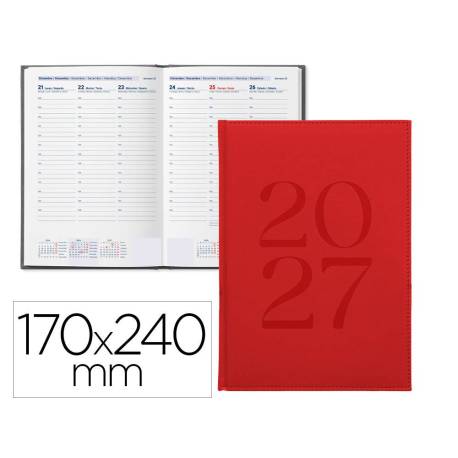 AGENDA OFICINA MARCA LIDERPAPEL 2027 ENCUADERNADA CRETA SEMANA VISTA 170X240 MM BILINGUE 70G PAPEL FSC
