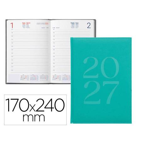 AGENDA OFICINA MARCA LIDERPAPEL 2027 ENCUADERNADA CRETA DIA PAGINA 170X240 MM BILINGUE 70G PAPEL FSC GREEN