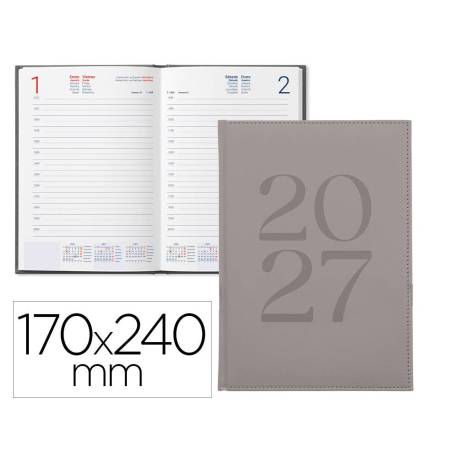 AGENDA OFICINA LIDERPAPEL 2027 ENCUADERNADA CRETA DIA PAGINA 170X240 MM BILINGUE 70G PAPEL FSC COLOR GREY