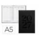 AGENDA OFICINA MARCA LIDERPAPEL 2027 ENCUADERNADA CRETA SEMANA VISTA A5 BILINGUE 70G PAPEL FSC BLACK