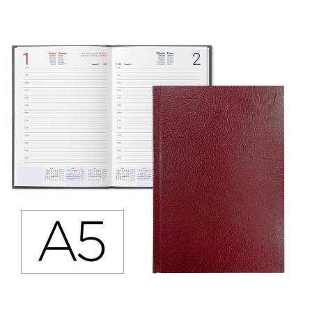 AGENDA OFICINA MARCA LIDERPAPEL 2027 ENCUADERNADA CORFU DIA PAGINA A5 BILINGUE 60G PAPEL FSC RED