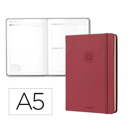 AGENDA OFICINA MARCA LIDERPAPEL 2027 ENCUADERNADA SOLID COLORS DIA PAGINA A5 BILINGUE 70G PAPEL FSC BURGUNDY