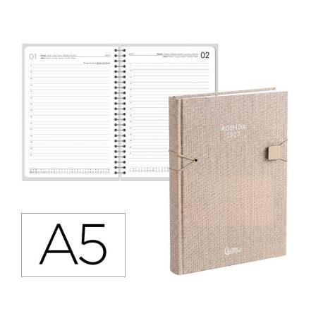 AGENDA OFICINA MARCA LIDERPAPEL 2027 ENCUADERNADA ELASTIC CLOSURE DIA PAGINA A5 BILINGUE 70G PAPEL FSC DESIGN