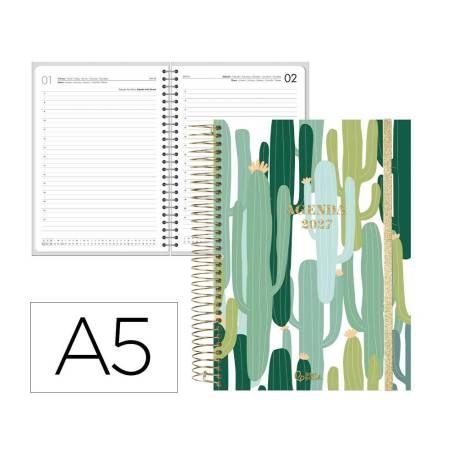 AGENDA OFICINA MARCA LIDERPAPEL 2027 ESPIRAL FANTASY DIA PAGINA A5 BILINGUE 70G PAPEL FSC DESIGN 1