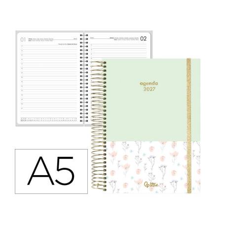 AGENDA OFICINA MARCA LIDERPAPEL 2027 ESPIRAL FANTASY DIA PAGINA A5 BILINGUE 70G PAPEL FSC DESIGN 1