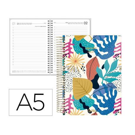 AGENDA OFICINA MARCA LIDERPAPEL 2027 ESPIRAL FANTASY DIA PAGINA A5 BILINGUE 70G PAPEL FSC DESIGN 1