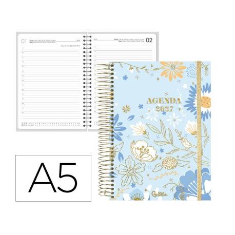 AGENDA OFICINA MARCA LIDERPAPEL 2027 ESPIRAL FANTASY DIA PAGINA A5 BILINGUE 70G PAPEL FSC DESIGN 2