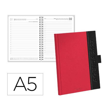AGENDA OFICINA MARCA LIDERPAPEL 2027 ENCUADERNADA CORPORATE A DIA PAGINA A5 BILINGUE 70G PAPEL FSC BURGUNDY