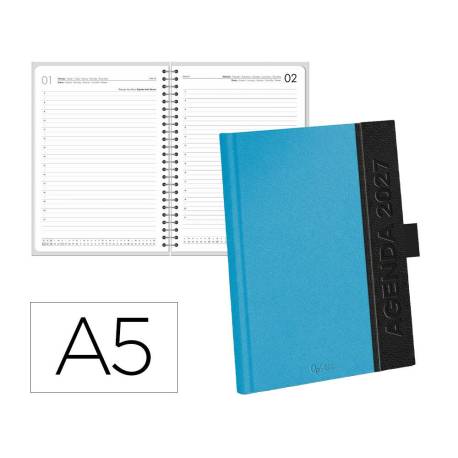 AGENDA OFICINA MARCA LIDERPAPEL 2027 ENCUADERNADA CORPORATE A DIA PAGINA A5 BILINGUE 70G PAPEL FSC NAVY BLUE