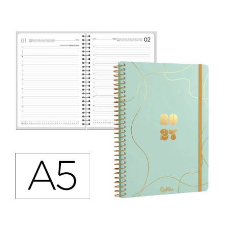 AGENDA OFICINA MARCA LIDERPAPEL 2027 ESPIRAL PERISSA DIA PAGINA A5 BILINGUE 80G PAPEL FSC DESIGN 2