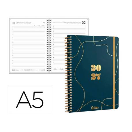 AGENDA OFICINA MARCA LIDERPAPEL 2027 ESPIRAL PERISSA DIA PAGINA A5 BILINGUE 80G PAPEL FSC DESIGN 2