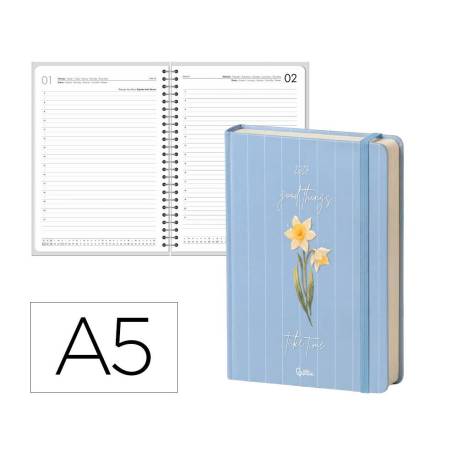 AGENDA OFICINA MARCA LIDERPAPEL 2027 ENCUADERNADA FLOWERS A SEMANA VISTA A5 BILINGUE 70G PAPEL FSC DESIGN 1