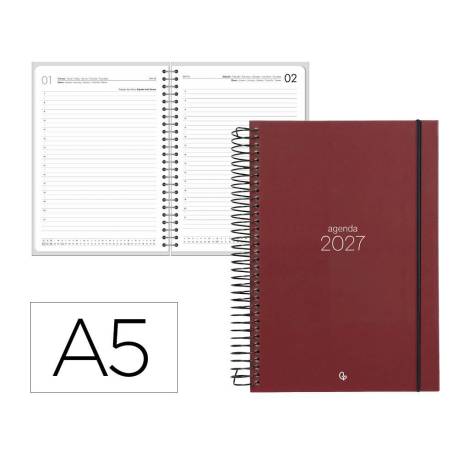 AGENDA OFICINA MARCA LIDERPAPEL 2027 ESPIRAL OLBIA DIA PAGINA A5 BILINGUE 60G PAPEL FSC DESIGN 3