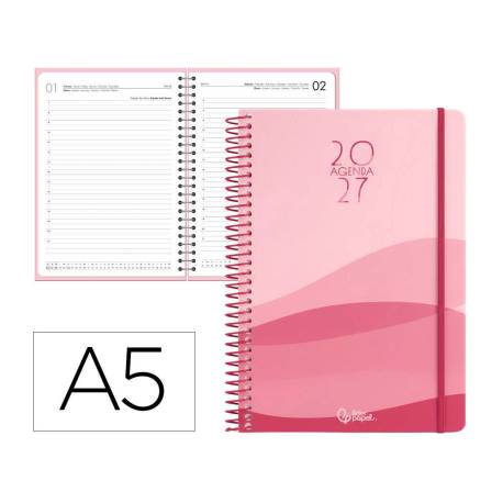 AGENDA OFICINA MARCA LIDERPAPEL 2027 ESPIRAL GAZI DIA PAGINA A5 BILINGUE 70G PAPEL FSC DESIGN 2