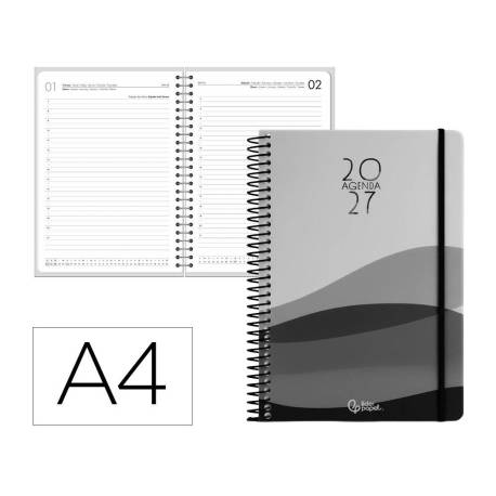 AGENDA OFICINA MARCA LIDERPAPEL 2027 ESPIRAL GAZI DIA PAGINA A4 BILINGUE 70G PAPEL FSC DESIGN 1