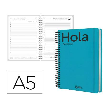 AGENDA OFICINA MARCA LIDERPAPEL 2027 ESPIRAL CLASSIC DIA PAGINA A5 BILINGUE 70G PAPEL FSC DESIGN 4