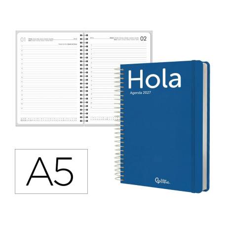 AGENDA OFICINA MARCA LIDERPAPEL 2027 ESPIRAL CLASSIC DIA PAGINA A5 BILINGUE 70G PAPEL FSC DESIGN 2