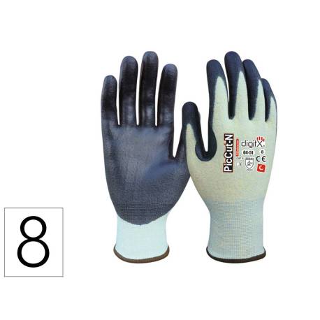 GUANTES DE POLIETILENO MARCA SAFETOP PICCUT-N EN388 ANTICORTE CON REFUERZO PULGAR TALLA 8